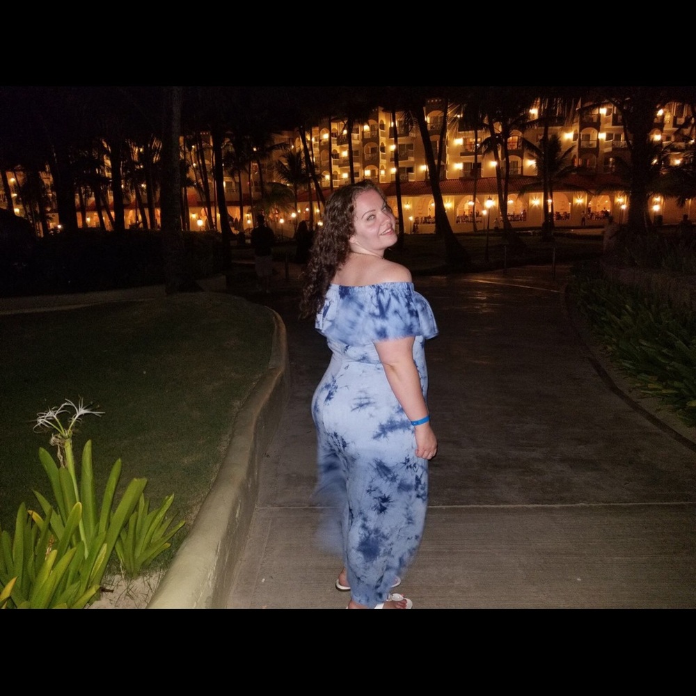 Fashion to Figure tie dyed off shoulder dress